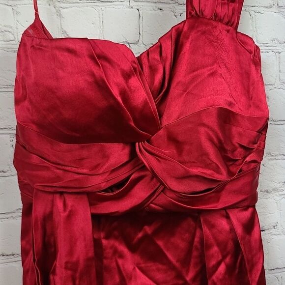 Antonio Melani Red One Shoulder Satin Dress Women's Bridesmaid Formal Party - Picture 4 of 10